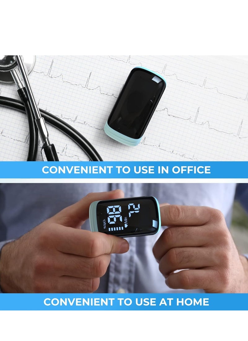 Fingertip Pulse Oximeter, Oxygen Meter Finger Blood Oxygen Saturation with Lanyard Pulse Monitor Rechargeable, Spo2 Reading for Home, Outdoor Sports