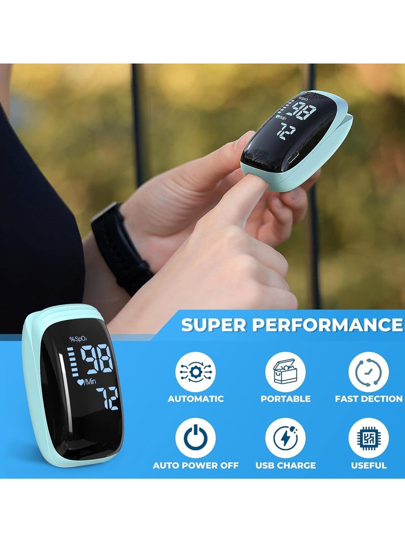 Fingertip Pulse Oximeter, Oxygen Meter Finger Blood Oxygen Saturation with Lanyard Pulse Monitor Rechargeable, Spo2 Reading for Home, Outdoor Sports