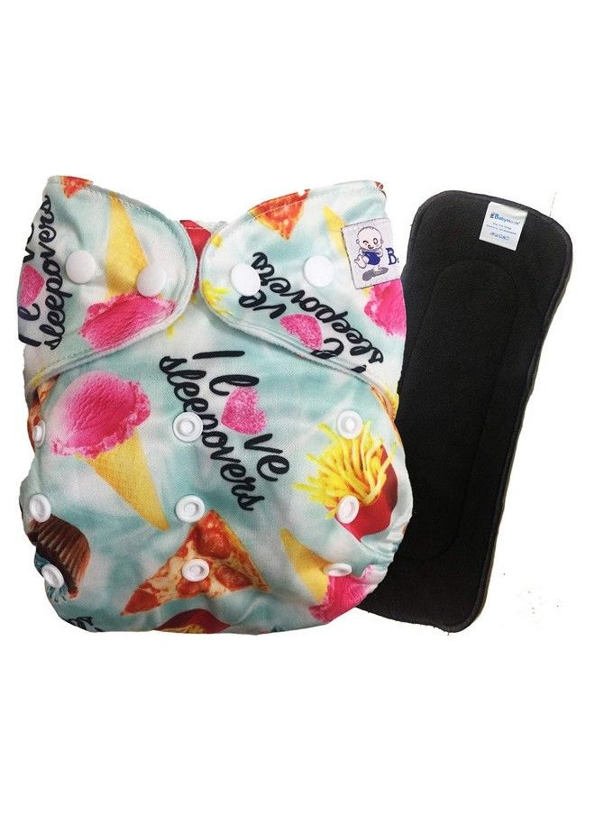 BabyMoon (Set Of 2) 1 Cloth Diaper With 5Layers Charcoal Bamboo Insert) Premium Adjustable Reusable Cloth Diaper  - Image 2