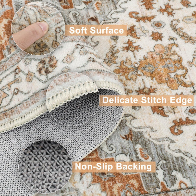 Yamaziot Boho Washable Kitchen Rugs Sets of 3, Non Slip Kitchen Mats for Floor with Rubber Backing, Waterproof & Stain Resistant Thick Carpet Runner Throw Rug for Kitchen, Laundry Room, Hallway - Image 3