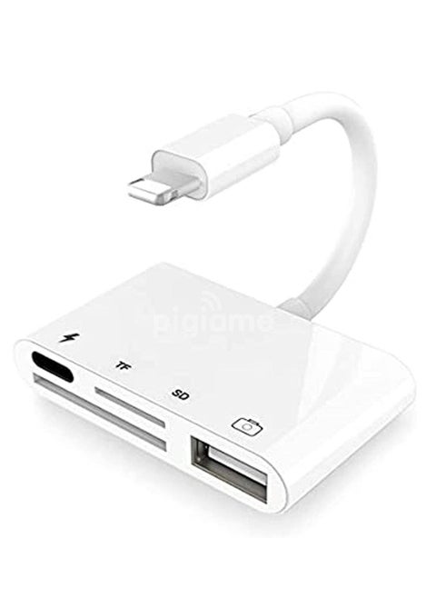 Yesido Dual Lightning To TF SD USB OTG Adapter (White)