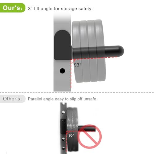 Kipika Weight Plate Holder for 3x3 Power Rack - Heavy Duty Steel Storage Rack for Olympic 2" Weight Plates - Fits 3x3 Power Rack with 1" or 5/8" Hole - Holds up to 300 lbs. per Rack - Set of 2 - Image 4