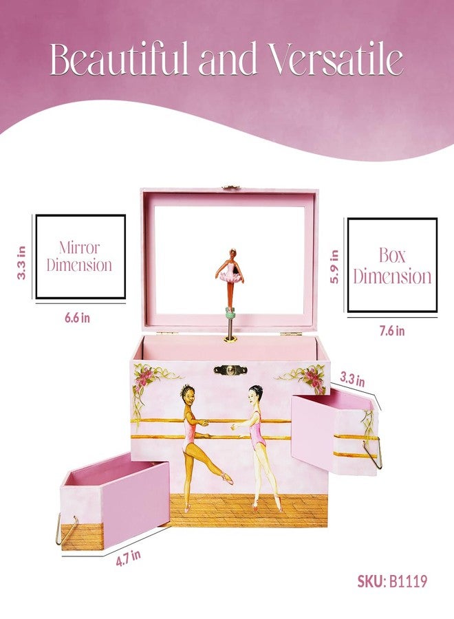 Enchantmints Black Ballerina Jewelry Box for Girls Spins to Swan Lake 4 Pullout Drawers - Image 5