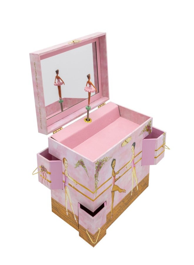Enchantmints Black Ballerina Jewelry Box for Girls Spins to Swan Lake 4 Pullout Drawers - Image 2