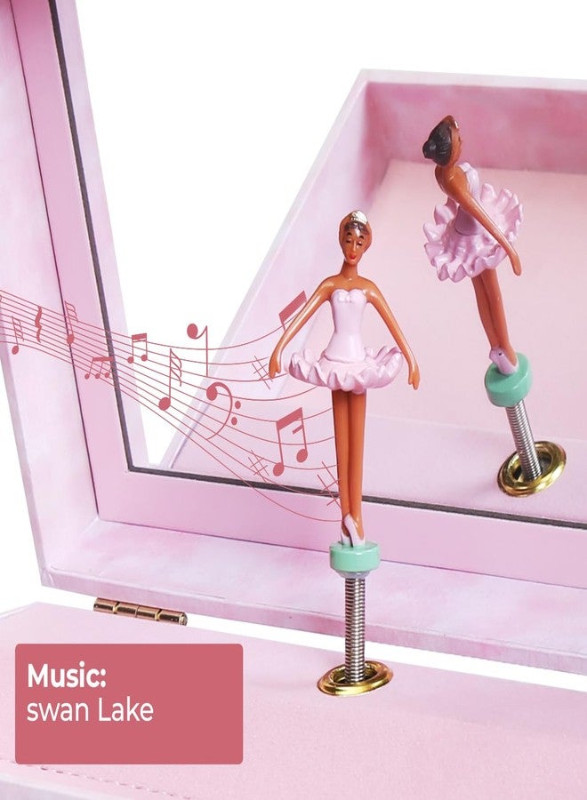 Enchantmints Black Ballerina Jewelry Box for Girls Spins to Swan Lake 4 Pullout Drawers - Image 3