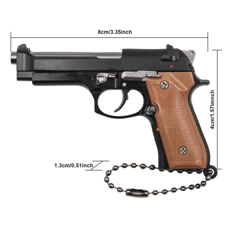Pistol Shape Keychain: Black High-Quality ABS & Metal Wear-Resistant Antirust Smooth Pendant - Non-Firing Multifunctional Key Ring for Army Fans Game Lovers Men Boys Home Office Car Use - Image 3