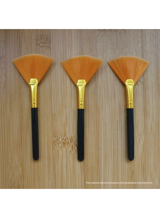 إسكدنيا Source Supply Cleaning Brush Flat Rod Round Rod Fan Brush Five-finger Brush Large Head Brush Telescopic Brush Keyboard Gap Dust Removal Brush-Color:Flat Rod Yellow Tube Yellow Hair Fan Brush - Image 1