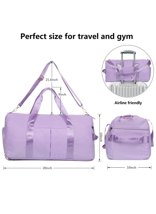 Large Travel Duffel Bag – Weekender Duffle with Zipper, Water-Resistant Overnight Bag for Men and Women, Gym or Travel Use, Purple  - Image 5