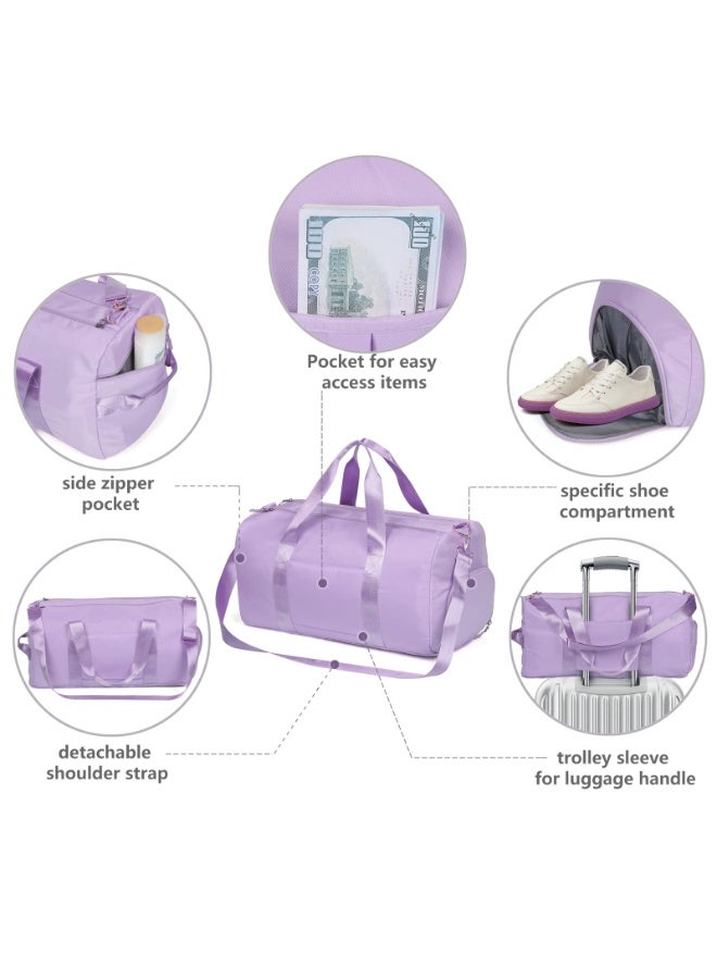Large Travel Duffel Bag – Weekender Duffle with Zipper, Water-Resistant Overnight Bag for Men and Women, Gym or Travel Use, Purple  - Image 2