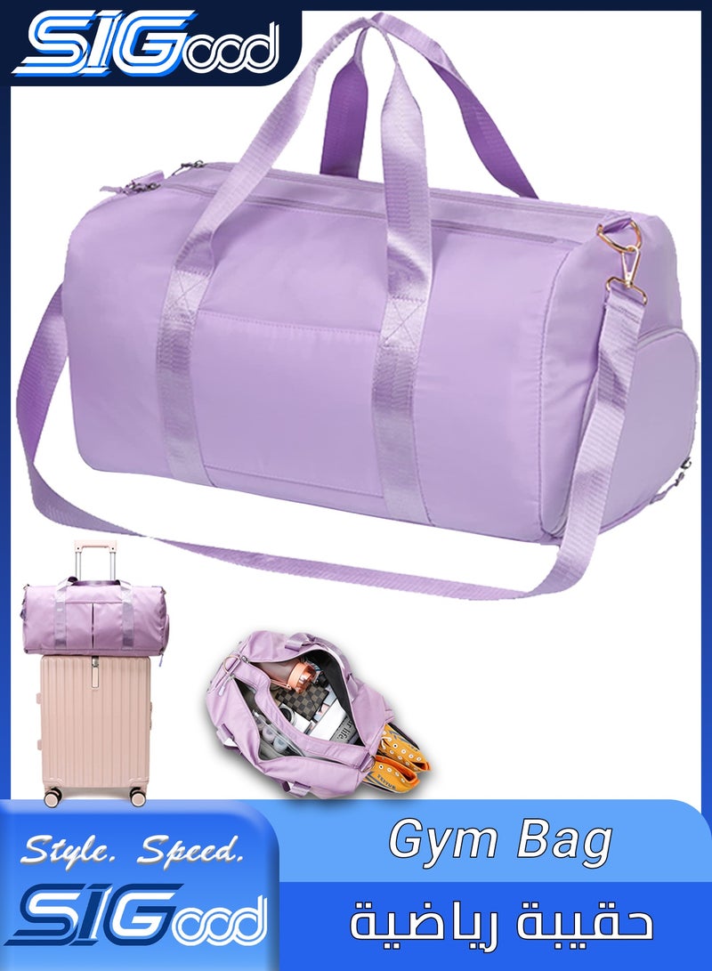 SIGood Large Travel Duffel Bag – Weekender Duffle with Zipper, Water-Resistant Overnight Bag for Men and Women, Gym or Travel Use, Purple - Image 1