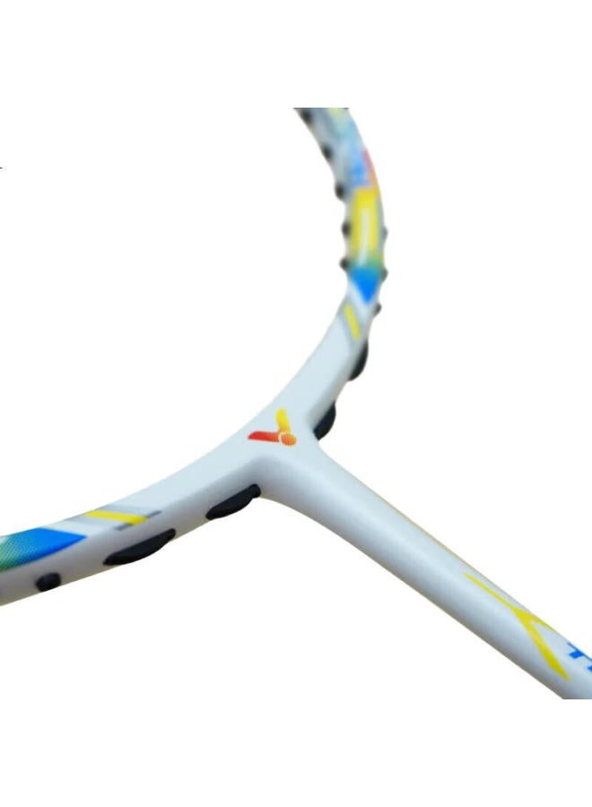 Victor Thruster Tk-Fw Badminton Racket Upgrade Version Carbon Lightweight High Poundage - White 4U Single Racket - Image 1
