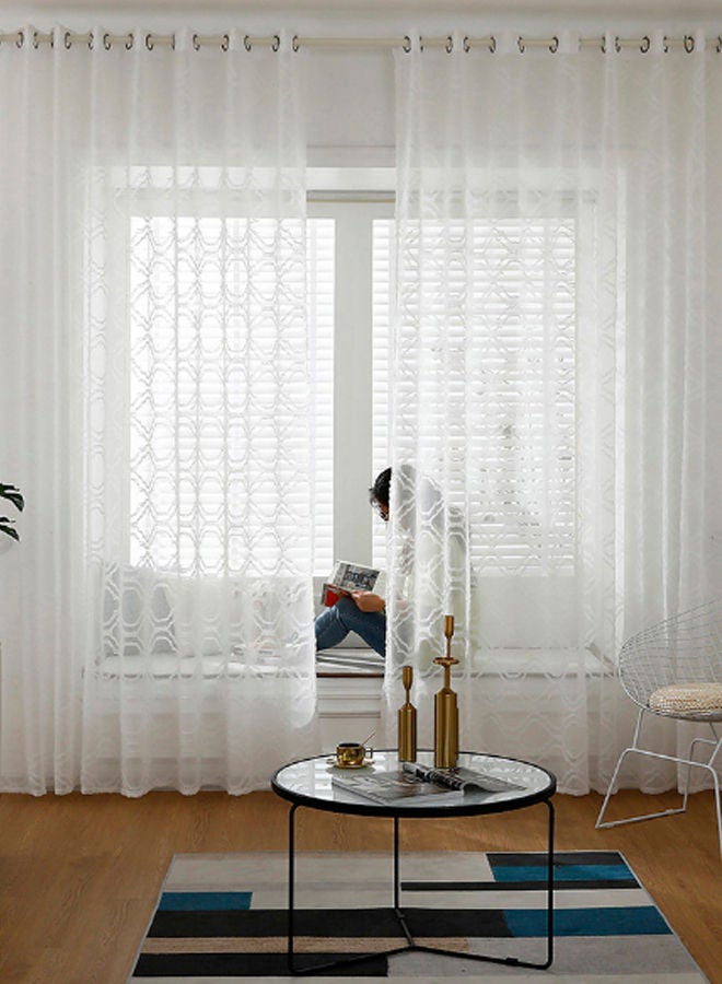 Loquat 2-Panel Sheer Voile Window Curtain Set With Ring Rod White 39 x 51inch - Image 2