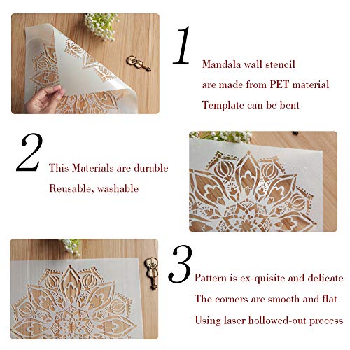 Juome 24 Pack (6x6 Inch) Painting Drawing Stencils Mandala Template for DIY Rock Painting Art Projects, Reusable - Image 5