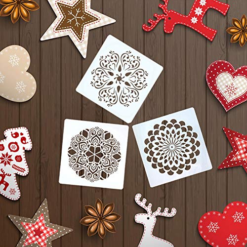 Juome 24 Pack (6x6 Inch) Painting Drawing Stencils Mandala Template for DIY Rock Painting Art Projects, Reusable - Image 4