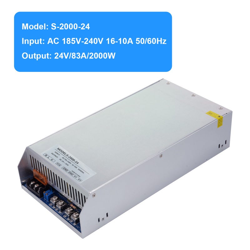 Surge Protection 24V 83A 2000W LED Switch Power Supply - Dual Fan Cooling Wide Compatibility for Smart Devices - Image 5