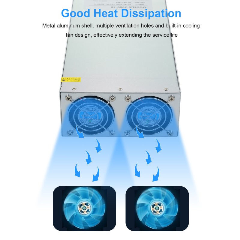 Surge Protection 24V 83A 2000W LED Switch Power Supply - Dual Fan Cooling Wide Compatibility for Smart Devices - Image 2