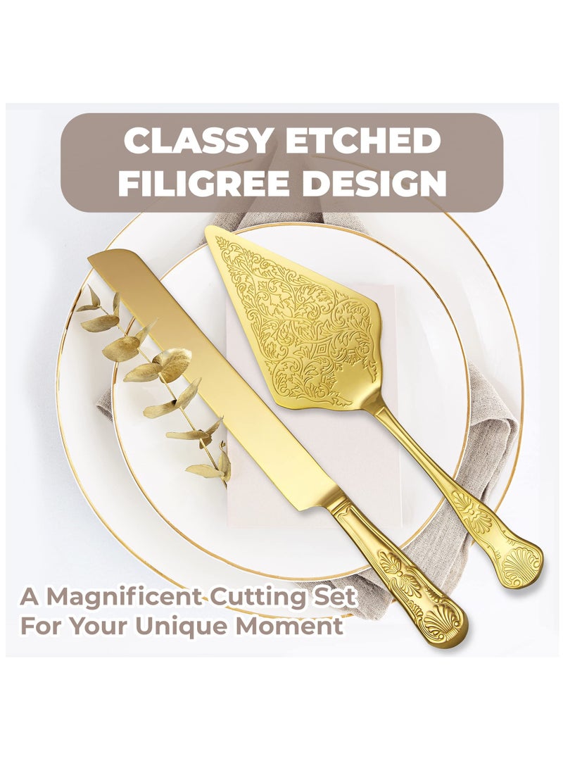 SOLARAE Set of 2 Rustic Wedding Cake Knife and Serving Set Wedding Cake Knife Serving, Rustic Wedding Cake Knife Set for Parties Weddings Birthdays Anniversaries - Image 4