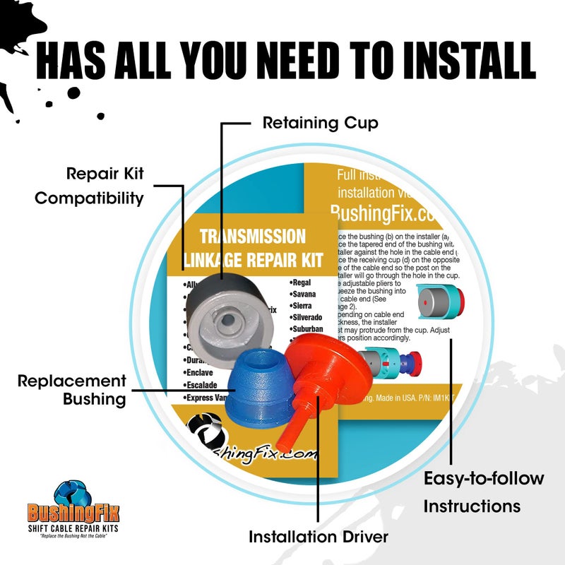 BushingFix.com BushingFix IM1KIT1 - Transmission Shift Cable Bushing Repair Kit - Automatic Transmission Linkage Repair Kit, Transmission Repair Kit, Shifter Cable Bushing Fix, Shift Linkage Bushing Replacement - Image 2
