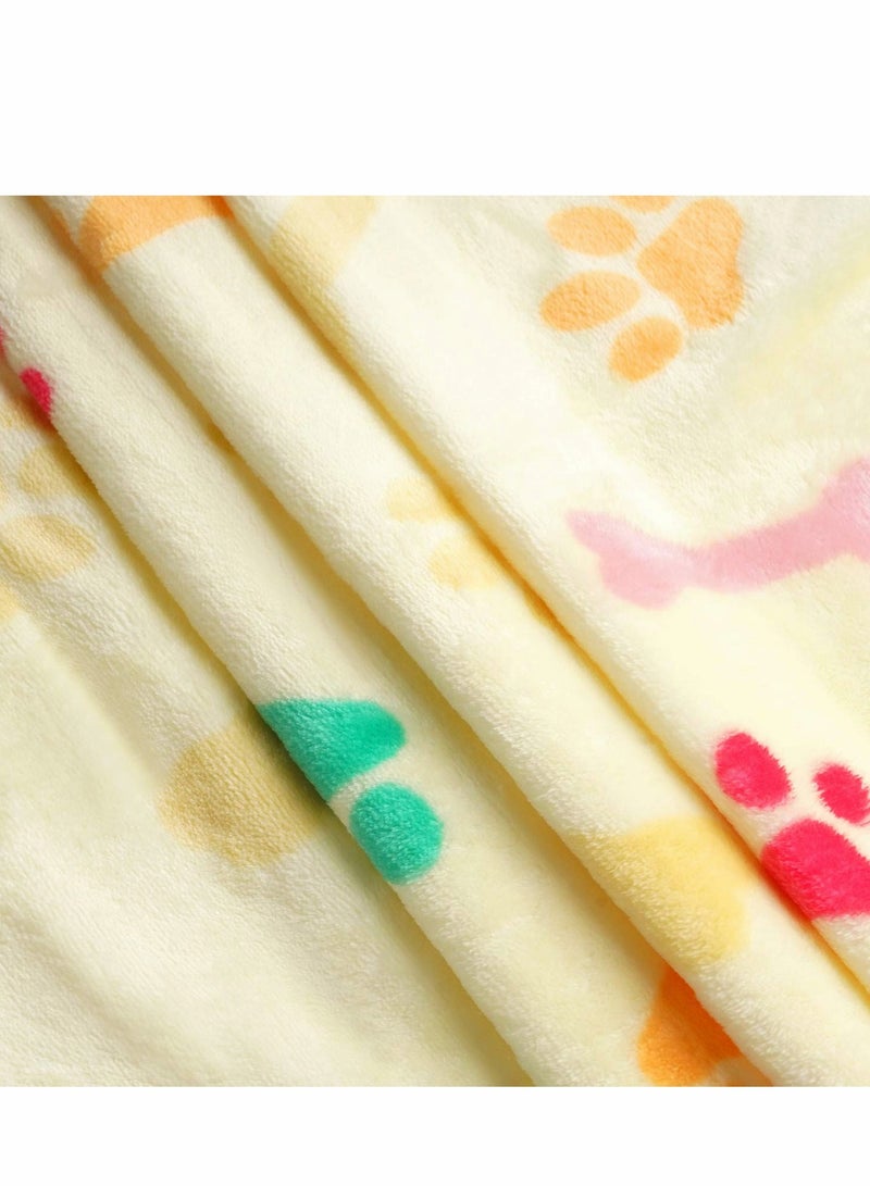 KASTWAVE Puppy Blanket, Kitten Blankets, 1 Pack 3 Blankets for Dogs, Super Soft Fluffy Premium Fleece Pet Blanket Flannel Throw for Dog Puppy Cat Bone Paw, Light Yellow, Kitten Puppy Small Animals Towel - Image 5