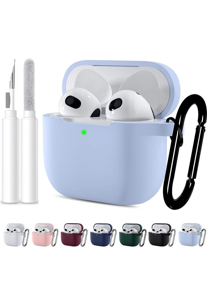 ANYOGRO for AirPods 4 Case Cover 2024 with Cleaner Kit,Soft Silicone Protective Case for Apple AirPods 4th Generation Case for travel or daily commutes, Accessories with Keychain-Sky blue - Image 1