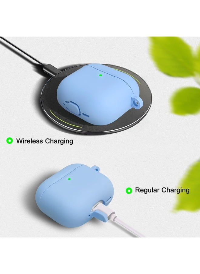 ANYOGRO for AirPods 4 Case Cover 2024 with Cleaner Kit,Soft Silicone Protective Case for Apple AirPods 4th Generation Case for travel or daily commutes, Accessories with Keychain-Sky blue - Image 3