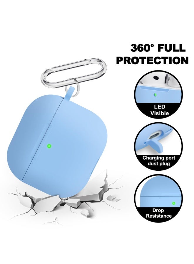 ANYOGRO for AirPods 4 Case Cover 2024 with Cleaner Kit,Soft Silicone Protective Case for Apple AirPods 4th Generation Case for travel or daily commutes, Accessories with Keychain-Sky blue - Image 2