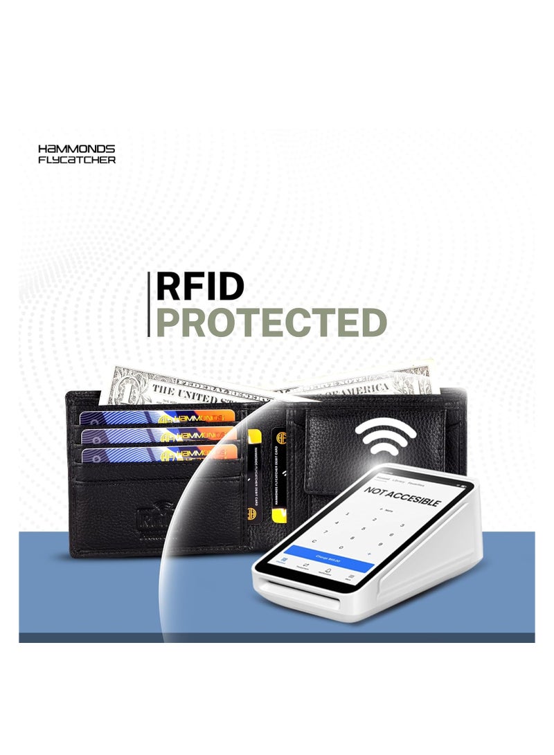 HAMMONDS FLYCATCHER RFID Protected Bi-Fold Wallet for Men Leather Original, Mens Wallet, Leather Wallets for Men, Classic Purse with 4 Card Slots, Coin Pocket, Gift for Mens - Black - Image 4