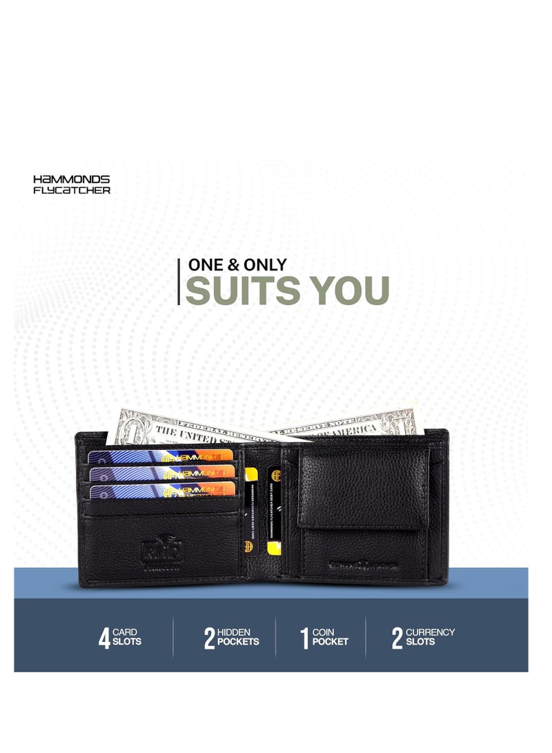 HAMMONDS FLYCATCHER RFID Protected Bi-Fold Wallet for Men Leather Original, Mens Wallet, Leather Wallets for Men, Classic Purse with 4 Card Slots, Coin Pocket, Gift for Mens - Black - Image 5