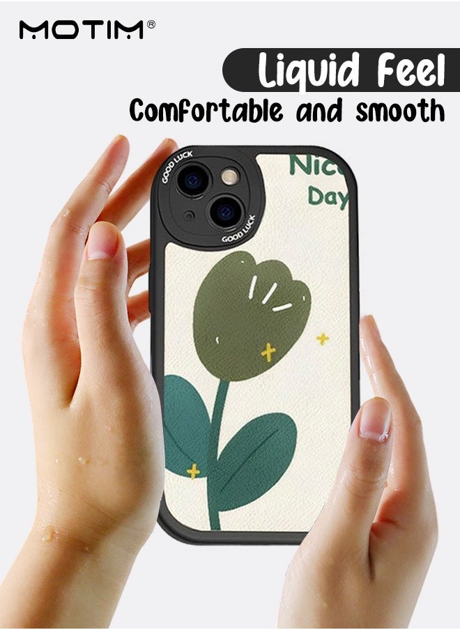 Motim Leather Tulip Flower Case for iPhone 14 Cute Floral Pattern Design Phone Case Shockproof Protective Soft Slim Cover for Girls Women  - Image 3