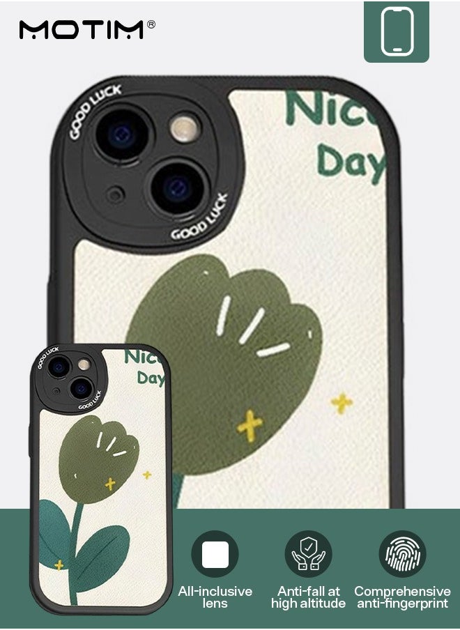 Motim Leather Tulip Flower Case for iPhone 14 Cute Floral Pattern Design Phone Case Shockproof Protective Soft Slim Cover for Girls Women  - Image 4