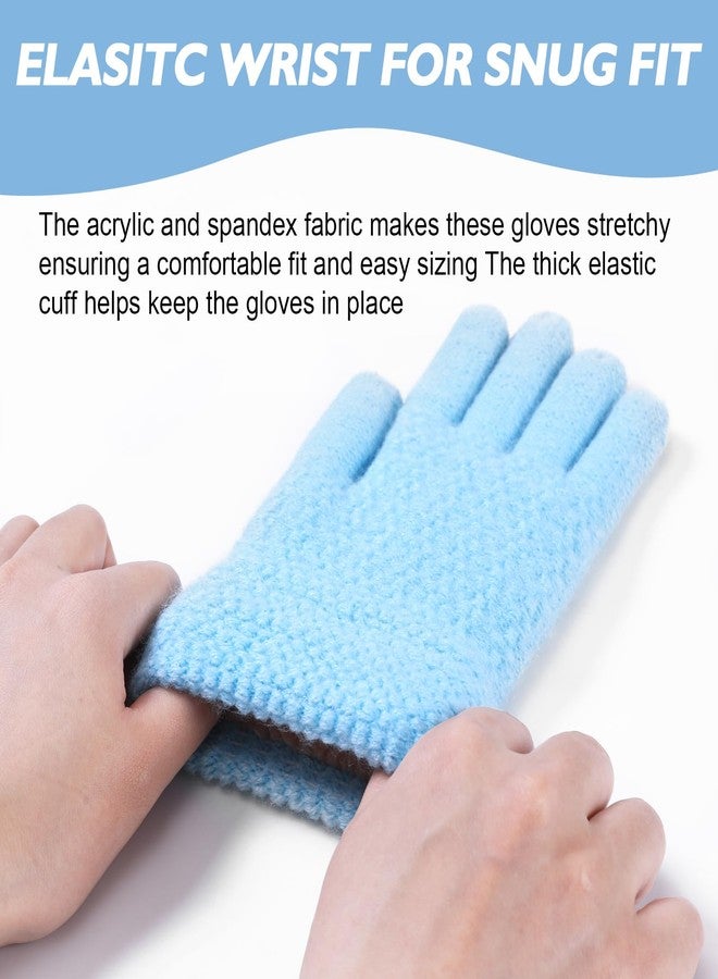 FENELY Winter Gloves for Boys Girls - Kids Warm Knit Thermal Cable Knitted Gloves Wool Fleece Lined Mittens for Cold Weather (Sky blue, 1 Pair) - Image 4