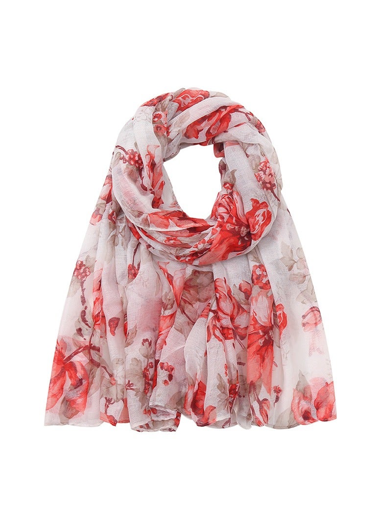 Loquat New Balinese Scarf Women's Headband Wrapped Shawl Printed Flower Pattern Scarf Sun Protection Tourism Scarf Beach Scarf - Image 1