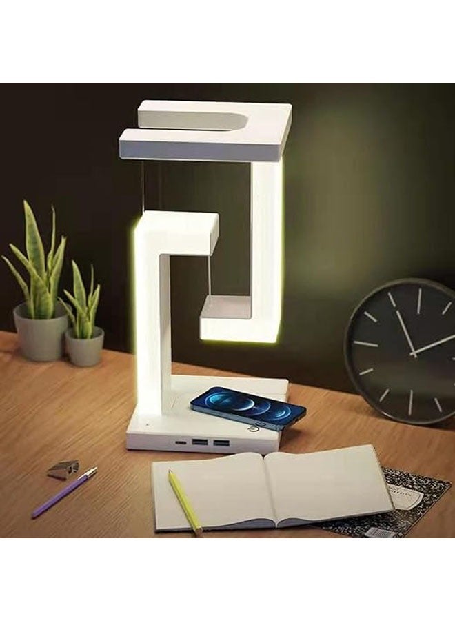 general Maglev Light, Unique Modern Floating LED Light with Wireless Phone Charger, 3 Adjustable Lights for Home Office Decoration - Image 1