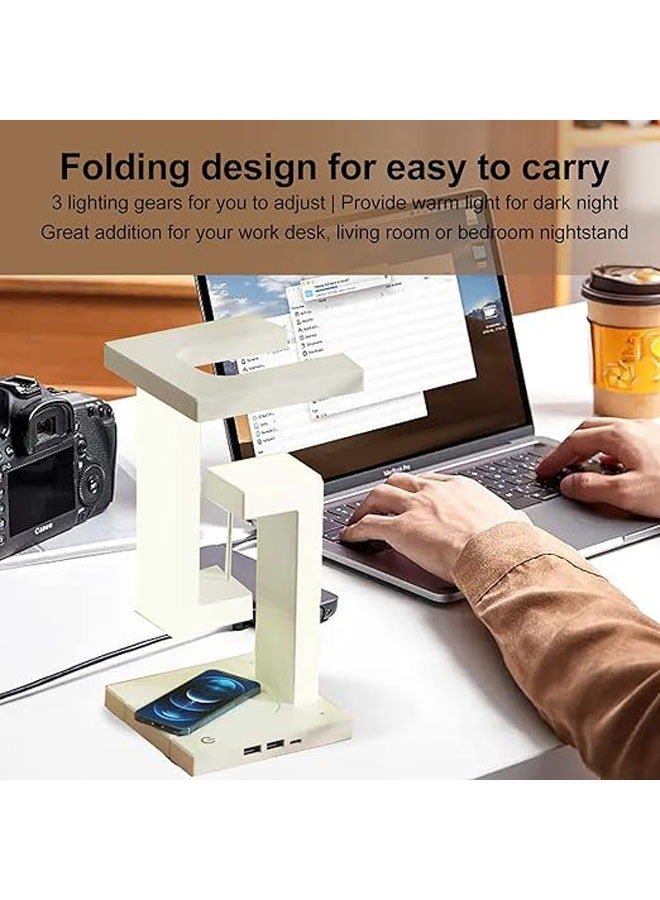 general Maglev Light, Unique Modern Floating LED Light with Wireless Phone Charger, 3 Adjustable Lights for Home Office Decoration - Image 4