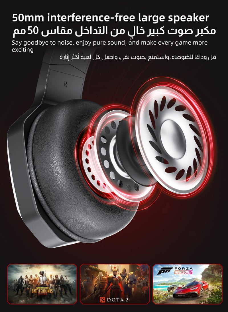 DuneVoyager Professional Gaming Headset, 50mm Large Drivers, Comfortable Soft Ear Cushions, 360° Adjustable Noise-Canceling HD Microphone, In-line Volume Control, RGB Lighting, Gold-Plated Connector, Adjustable Headband, For PS4/PS5/XOne/XSeries/Nintendo Switch/PC - Wired  - Image 2
