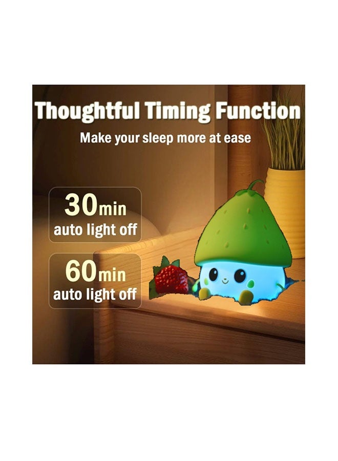 Green Berry Silicone Night Light | Cute Strawberry LED USB Rechargeable Bedside Lamp | 15H Long-Lasting Nursery Gift - Image 5