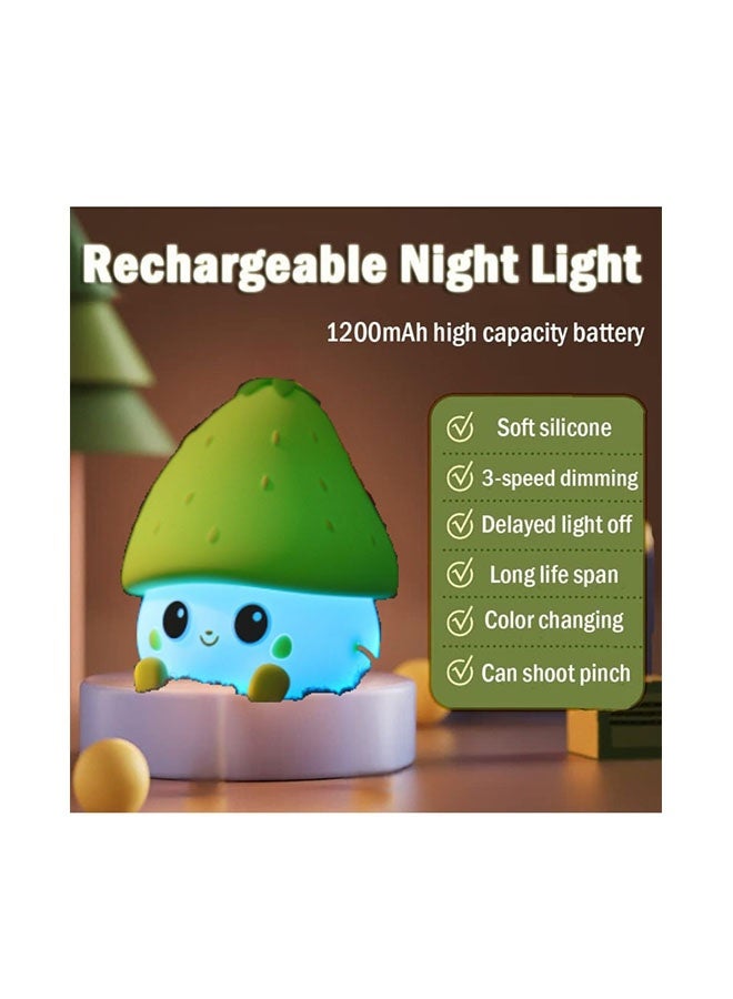 Green Berry Silicone Night Light | Cute Strawberry LED USB Rechargeable Bedside Lamp | 15H Long-Lasting Nursery Gift - Image 4