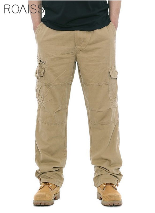 roaiss - Casual Work Pants for Men's Daily Commuting Wear Resistant Multi Pocket Straight Leg Pants - Image 1