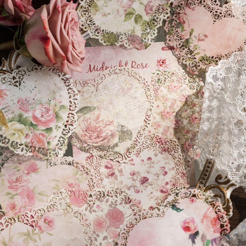 Maxleaf 60Pcs Lace Edged Flower Scrapbook Paper for Letter Writing Vintage Decorative Paper Scrapbooking Supplies DIY Planners Aesthetic Bullet Collage Stationery Paper - Image 3