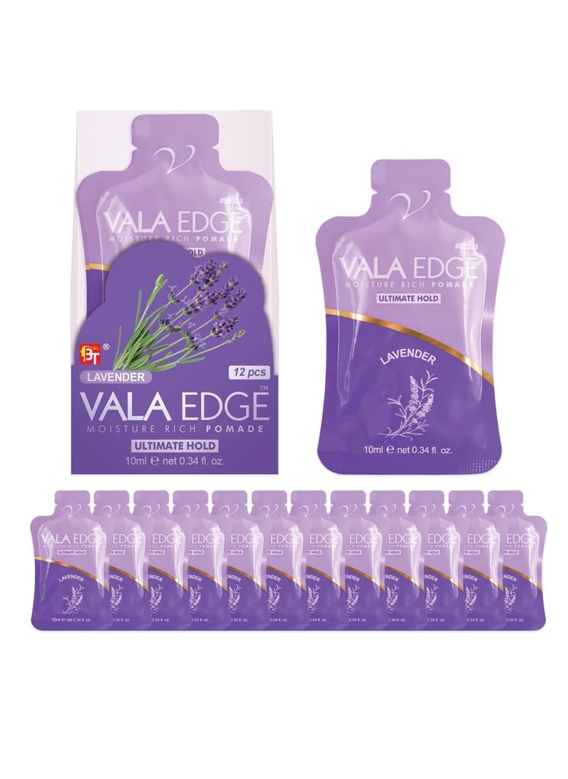12 Pack 10ml Vala Edge Control Braiding Gel Pomade Strong Hold High Shine Made in Korea Beauty Styling Gel (Lavender)