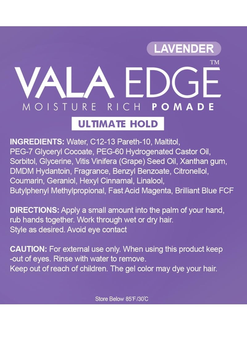12 Pack 10ml Vala Edge Control Braiding Gel Pomade Strong Hold High Shine Made in Korea Beauty Styling Gel (Lavender)