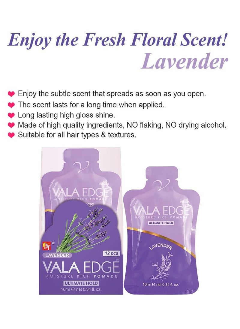 12 Pack 10ml Vala Edge Control Braiding Gel Pomade Strong Hold High Shine Made in Korea Beauty Styling Gel (Lavender)