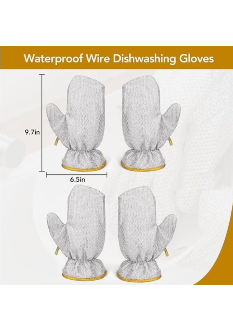 OASIS-TH 2 Pairs Multipurpose Wire Dishwashing Gloves - Miracle Cleaning Cloth in Glove Shape, Non-Scratch Steel Wire Rags for Dishes, Kitchen Cooktops, Counters, Sinks, Pots, Pans - Reusable Cleaning Gloves  - Image 5