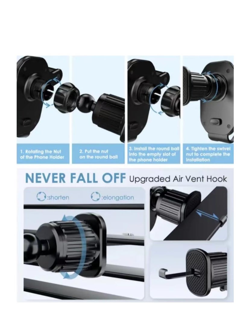 Excefore Cell Phone Holder for car, Fit for iPhone Android and All Smartphones, Cell Phone Stand for Car Use, Universal Anti-Shake Support, Fixed Air Outlet, Dashboard Phone Mount, Black - Image 4