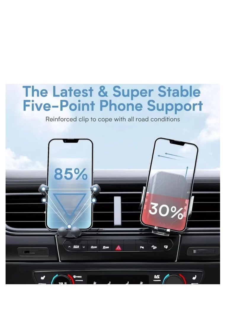 Excefore Cell Phone Holder for car, Fit for iPhone Android and All Smartphones, Cell Phone Stand for Car Use, Universal Anti-Shake Support, Fixed Air Outlet, Dashboard Phone Mount, Black - Image 2