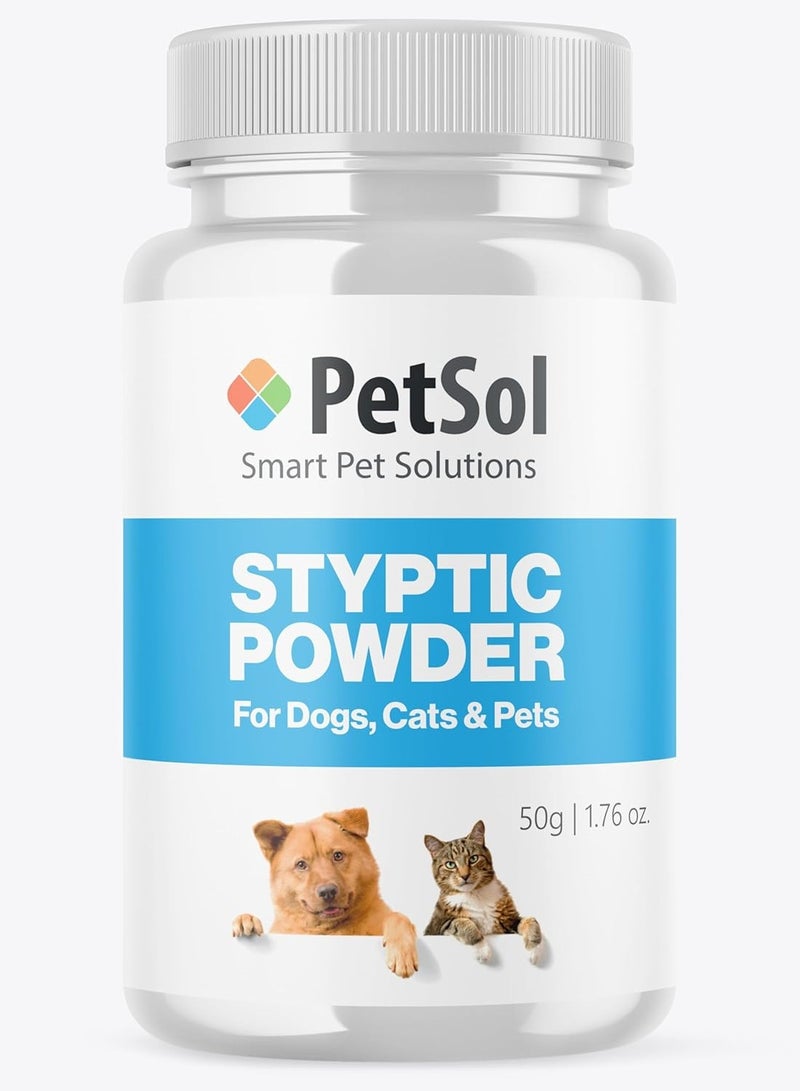 PET Styptic Powder For Pets Large 50g Tub Stops Bleeding Fast in Dogs Cats Birds Rabbits and Pets Safe Treatment for Cuts Nail Clipper Nicks and Grooming First Aid - Image 1