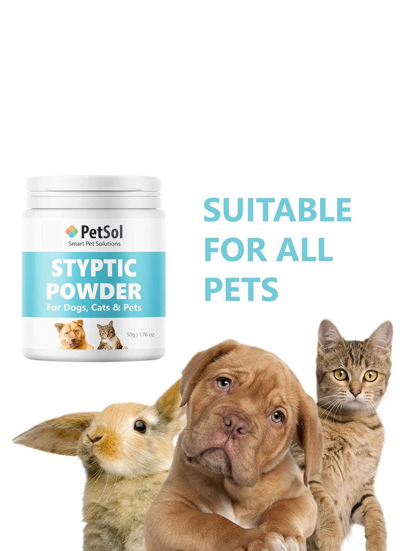 PET Styptic Powder For Pets Large 50g Tub Stops Bleeding Fast in Dogs Cats Birds Rabbits and Pets Safe Treatment for Cuts Nail Clipper Nicks and Grooming First Aid - Image 4
