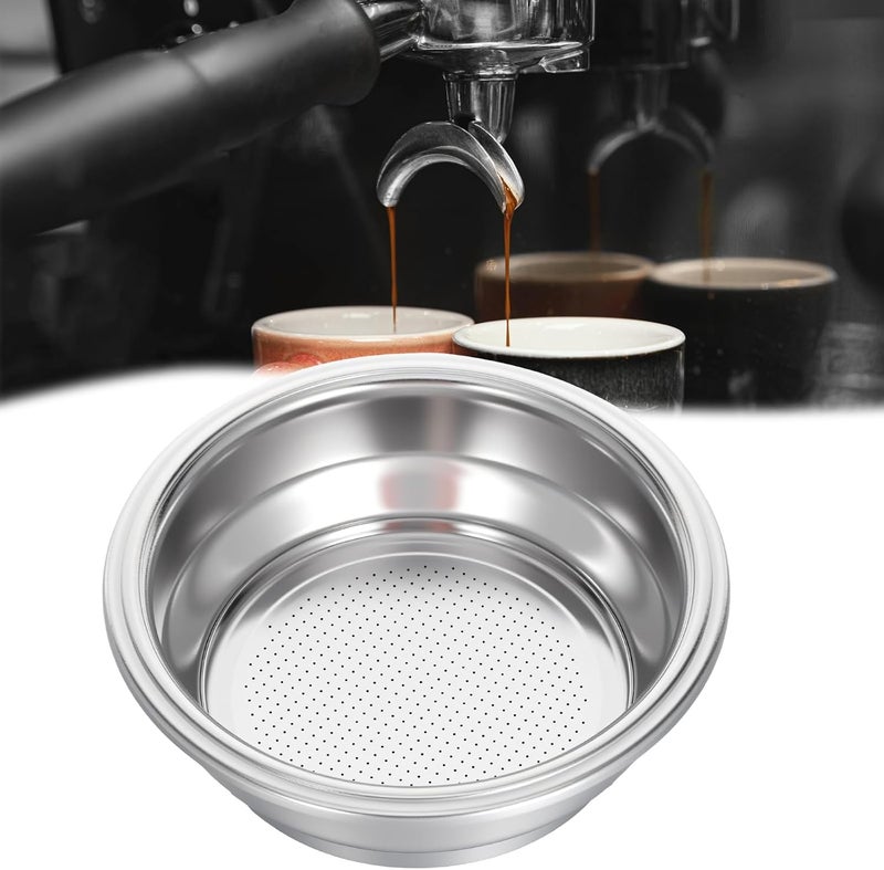 oruola 58mm Portafilter Basket, Double Layer Stainless Steel Coffee Filter, Double Cups 58mm Basket Pressurized Porous Filter for Coffee Machine Replacement Accessories, 2 Cups Capacity - Image 2