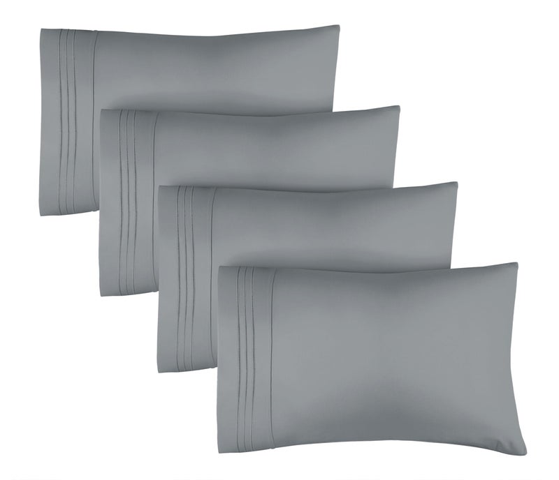 CGK Unlimited CGK Unlimited Queen Size Microfiber Pillowcase Set of 4 - Soft  Premium Quality  Machine Washable  20x40  20x36 & 20x48 Pillows for Sleeping - Steel Blue  - Image 1