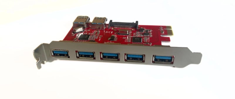 PCI Express Card 7 Port USB 3.0 with 15 Pin Sata Power Connector up to 5 Gbps Speed PCIe Card - Image 4